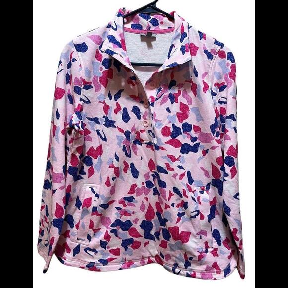 T By Talbots Top Womens Size Petite Small Colorful Geometric Collared Button-Up - Picture 1 of 3